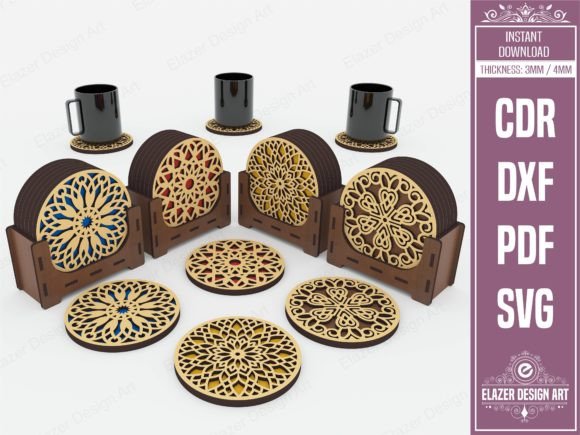 4 Decorative Pattern Boxed Coasters