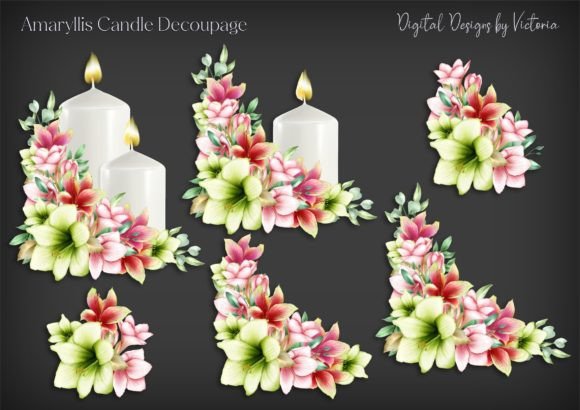 Amaryllis Candle Decoupage Ephemera