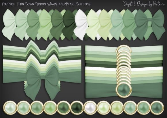 Forever Fern Bow Ribbon Pearl Button
