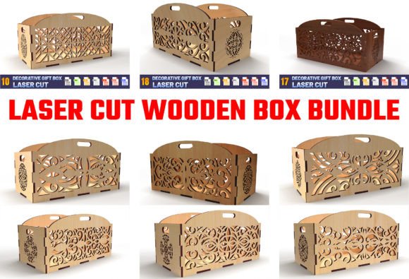 Gift Box Laser Cut Wooden Box Bundle 02