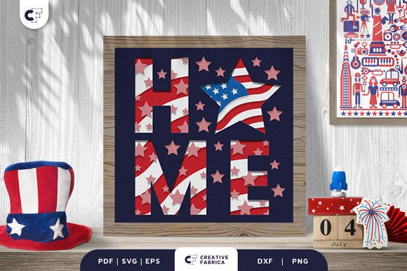 Home Sign USA 3D Shadow Box Papercut