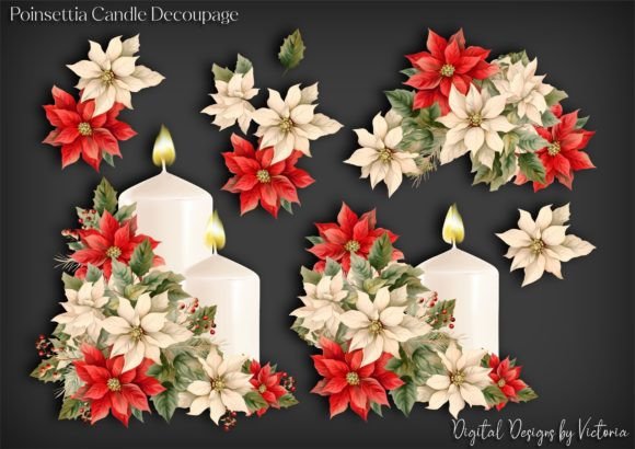 Poinsettia Candle Decoupage
