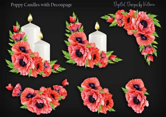 Poppy Candle with Decoupage: A Creative Asset for Craft Enthusiasts