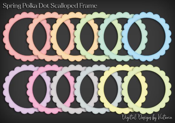 Spring Polka Dot Scalloped Circle Frame