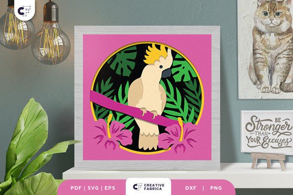 Tropical Cockatoo 3D Shadow Box: A Unique Blend of Art and Nature