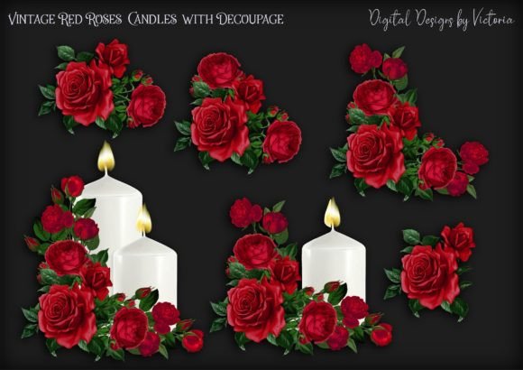 Vintage Red Roses Candle with Decoupage: A Creative Treasure for Craft Enthusiasts