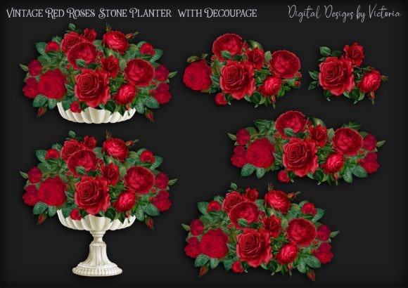 Vintage Red Roses Planter with Decoupage: A Timeless Addition to Your Creative Projects
